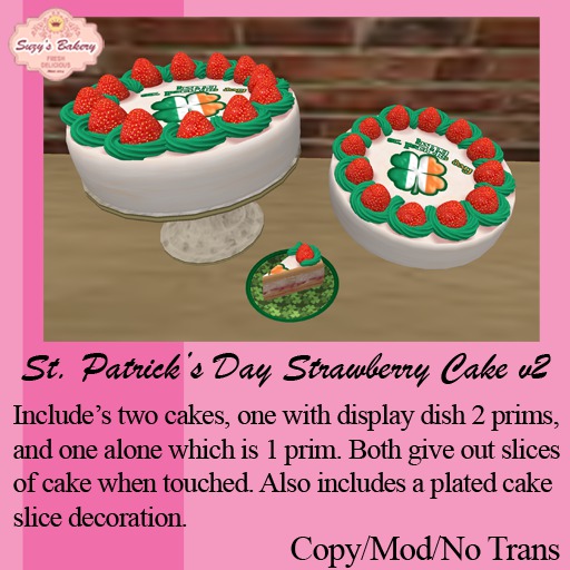 ~*SB's*~ St. Patrick's Day 2 Strawberry Cake [Boxed]