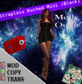 Mesh Strapless Ruched Mini Dress (Black)