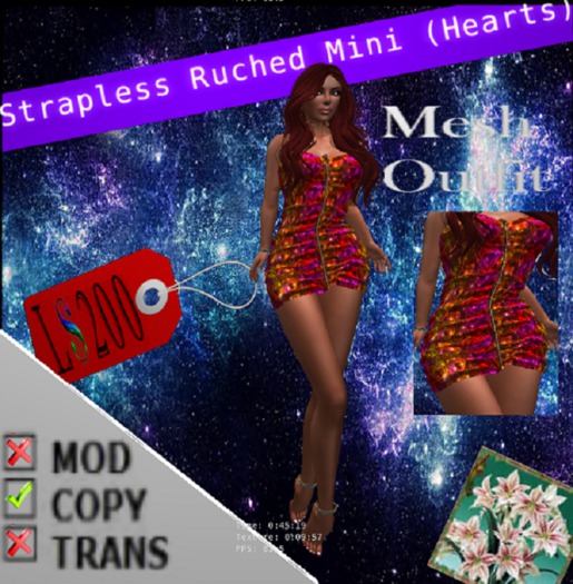 Mesh Strapless Ruched Mini Dress Hearts Bagged (Wear to Unpack)