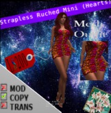 Mesh Strapless Ruched Mini Dress Hearts