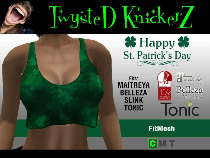::TwysteD KnickerZ:: Shamrock Cropped Tank Top