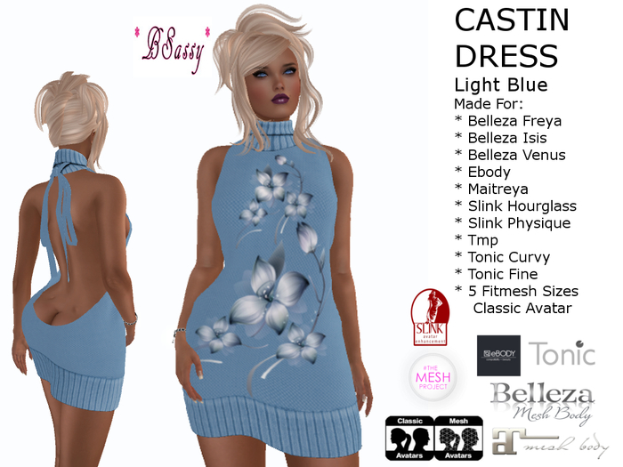 *BSASSY* CASTIN DRESS LIGHT BLUE