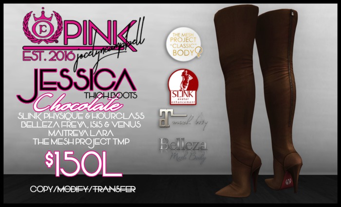 PINK by JC - Jessica Thigh Boots - Chocolate