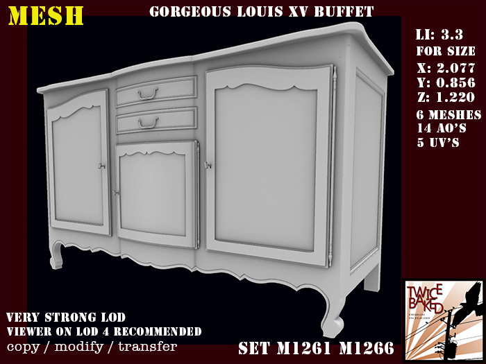 "TB" Gorgeous Buffet Louis XV M1261 M1266
