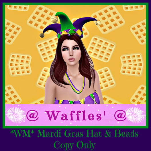 *WM* Mardi Gras Beads & Jester Hat