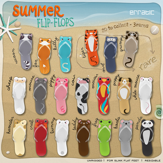 erratic / summer - flip-flops / owl RARE