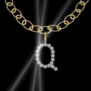 Yellow Gold Initial Necklace 'Q'