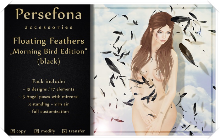 Persefona Floating Feathers "Morning Bird" (black)