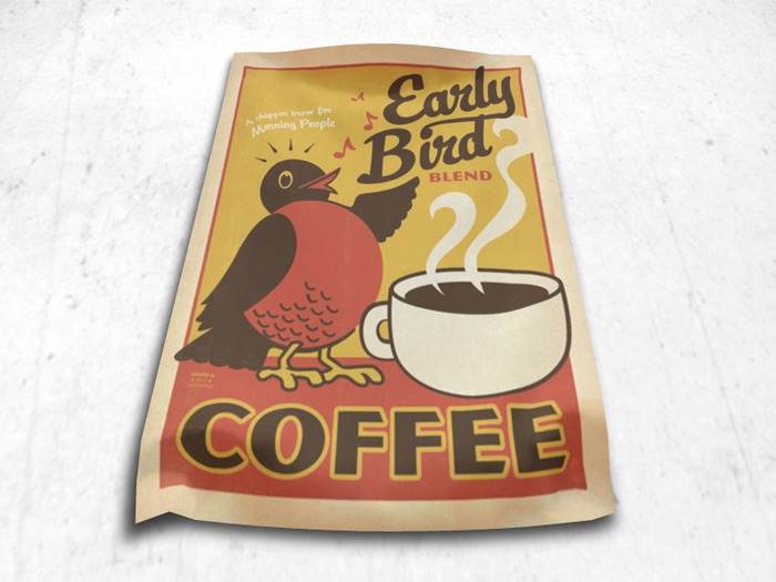 Early bird coffee poster