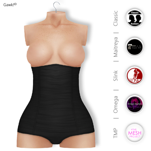 GAWK! Black HighWaist Panties | BoM & Appliers for Maitreya, Slink, TMP & Omega System