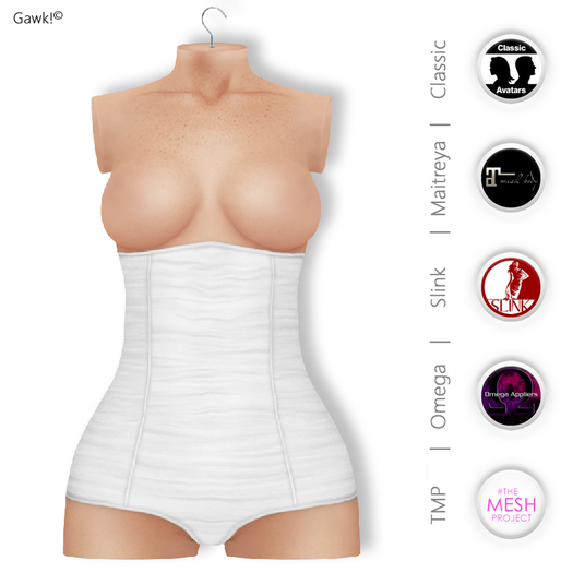 GAWK! White HighWaist Panties | BoM & Appliers for Maitreya, Slink, TMP & Omega System