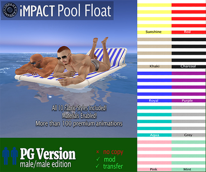 Second Life Marketplace - iMPACT! Pool Float PG MODEL (M/M) w/ 28 Solos ...