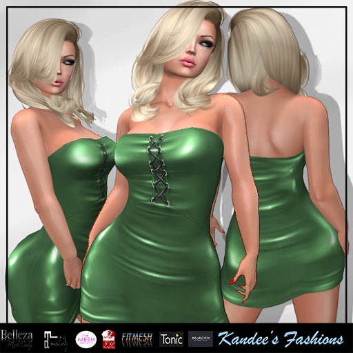 Mint Glossy Strapless Dress