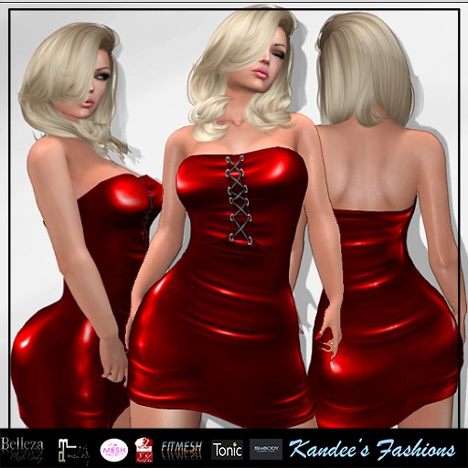 Red Glossy Strapless Dress