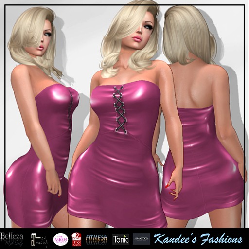 Pink Glossy Strapless Dress