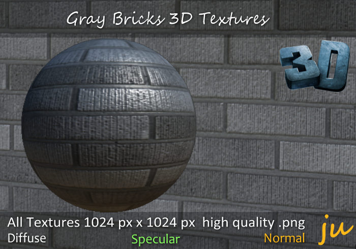 JU Gray Bricks 3D Textures Full Perm