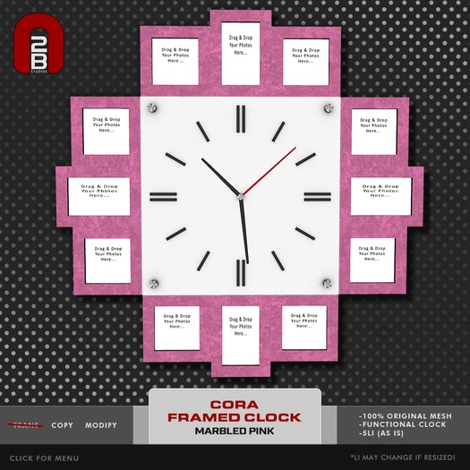 ![ N2B ]! Cora Framed Clock [Marbled Pink]