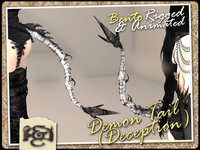 [EC] - Demon Tail (Deception) (White) (BENTO - Animated) (M/F)