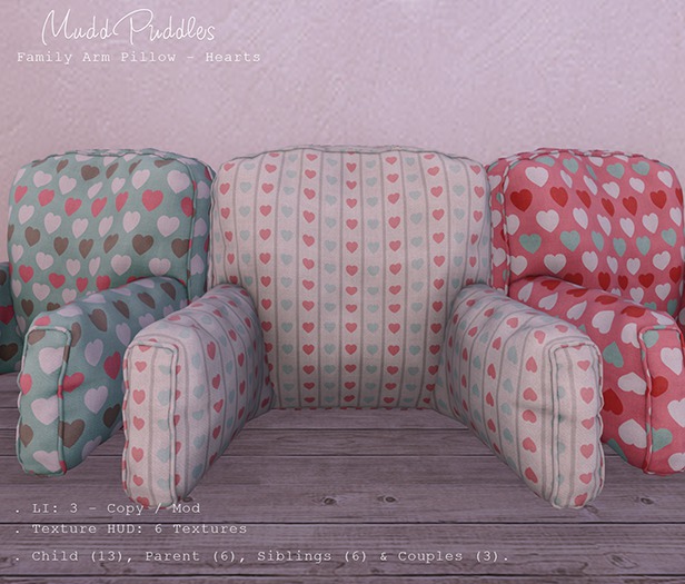 MuddPuddles: Family Arm Pillow - Hearts