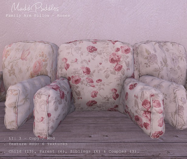 MuddPuddles: Family Arm Pillow - Roses (add to upack)