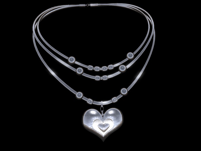 MESH / SCULPTED PLATINUM WHITE PEARL HEART NECKLACE