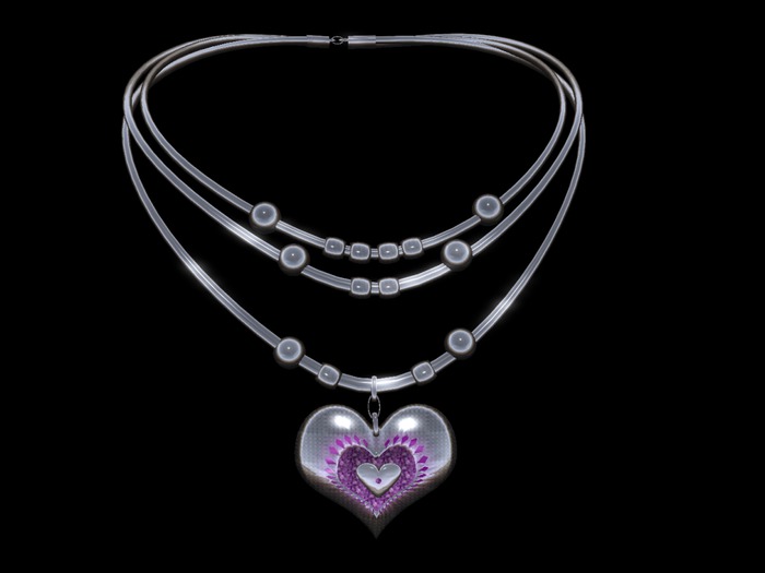 MESH / SCULPTED PLATINUM PURPLE AMETHYST HEART NECKLACE