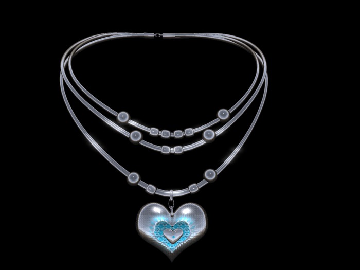 MESH / SCULPTED PLATINUM BLUE TOPAZ HEART NECKLACE