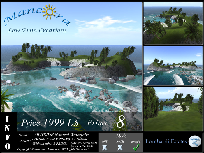 OUTSIDE Natural Waterfalls ( 8 PRIMS TOTAL) GOOD DETAILED AND REALISTIC