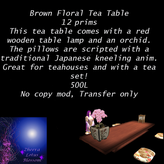 Tea Table with Brown Floral pillows