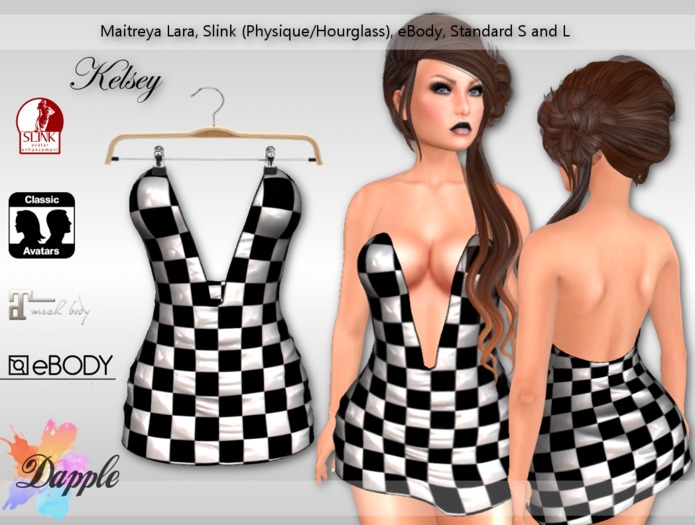 Dapple- Kelsey Dress- B&W Checkered [boxed]