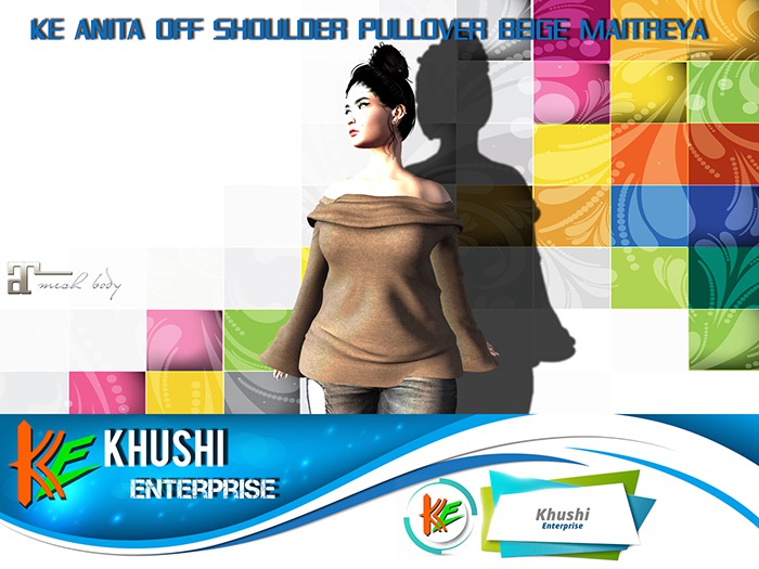 KE Anita Off Shoulder Pullover Beige MAITREYA