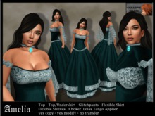"Amelia" - teal - fantasy dress - incl. Lolas Tango Appliers
