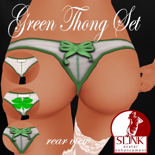 SLINK GREEN THONG SET