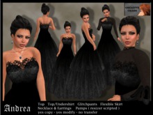 Formal dress with optional undershirt, jewelry and matching shoes "Andrea" - coal/black