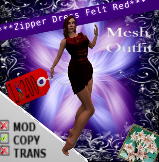 Zipper Dress Felt Red