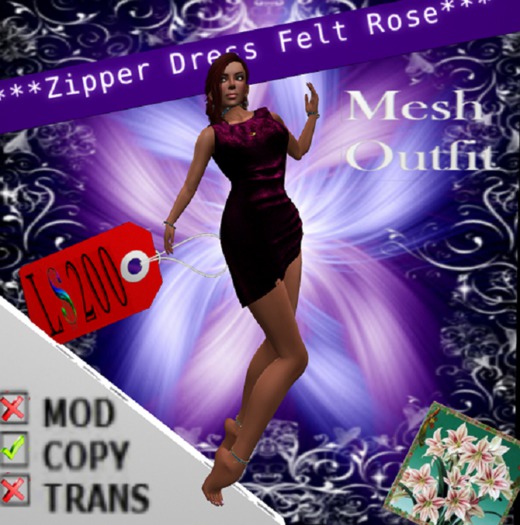 Zipper Dress Felt Rose
