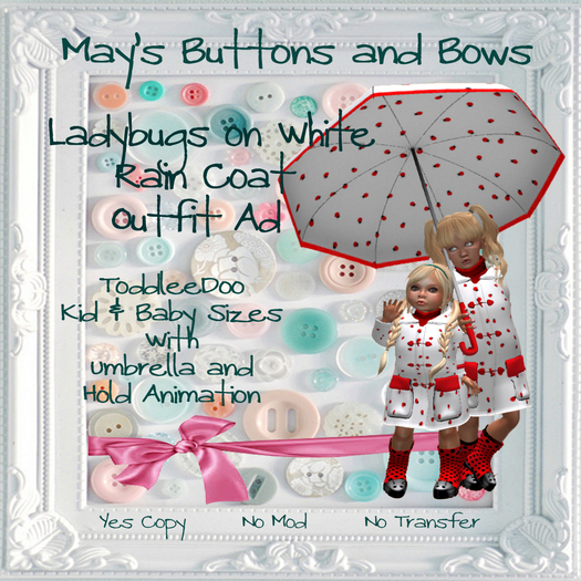 MBB * Ladybugs on White Rain Coat Outfit (K&B)