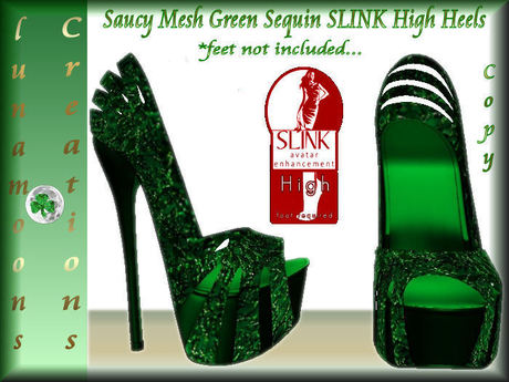 green sequin heels