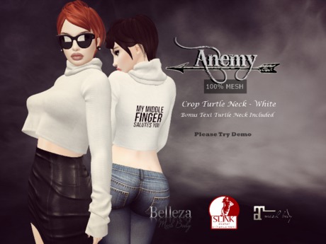Second Life Marketplace - Anemy Crop Turtle Neck - Middle Finger Salute