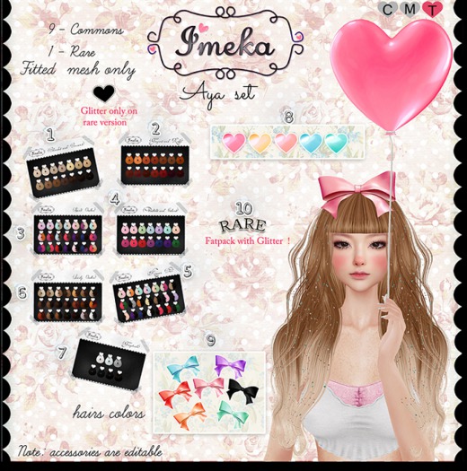 {Imeka} Aya Hair - {Fatpack} *Fitted Mesh* RARE