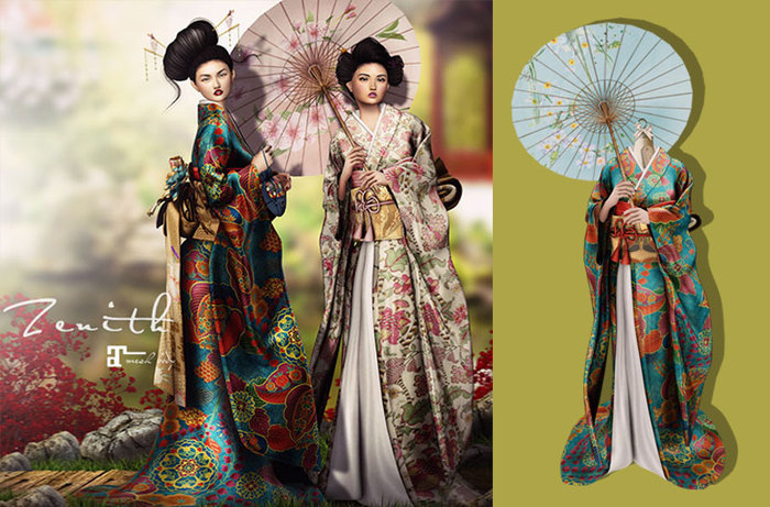 =Zenith=kimono with unbrella (tiffany) -Maitreya