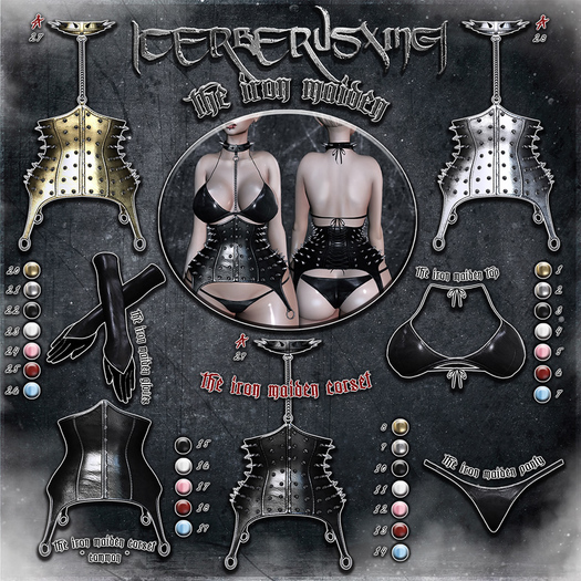 [CX] 28 The Iron Maiden Corset - Silver (Hourglass) RARE