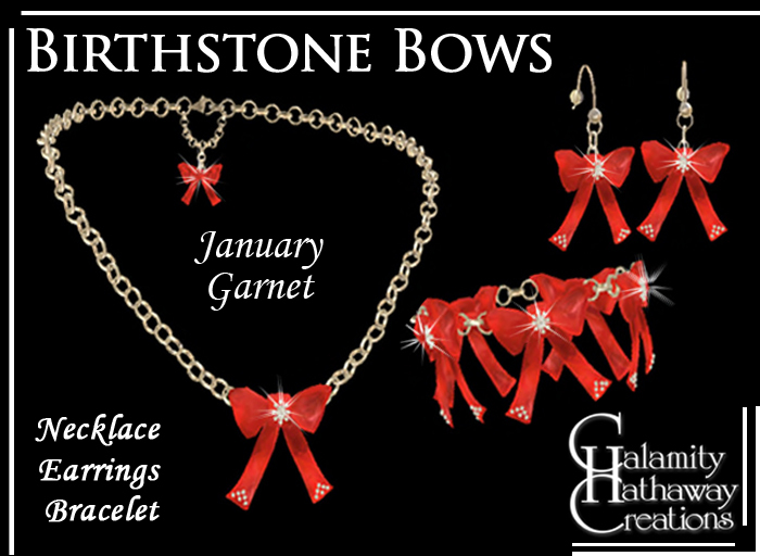 Birthstone Bows Jewelry - January Garnets 