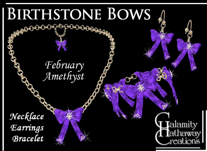 Birthstone Bows Jewelry - February Amethysts 
