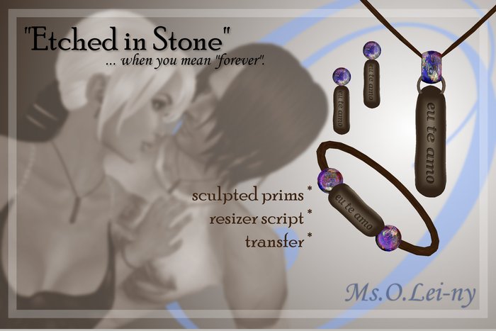 Ms.O.Lei-ny™ "Etched in Stone" (Portuguese/Português "eu te amo") female set