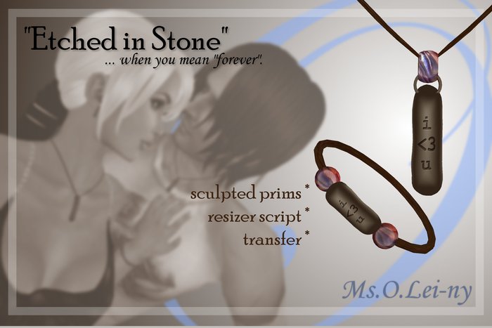 Ms.O.Lei-ny™ "Etched in Stone" (English "i <3 u") male set