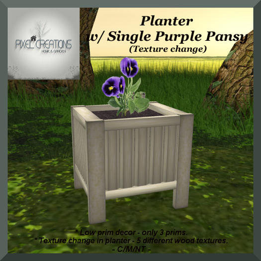 [PC] PLANTER W/ SINGLE PURPLE PANSY (Texturechange)(Boxed)
