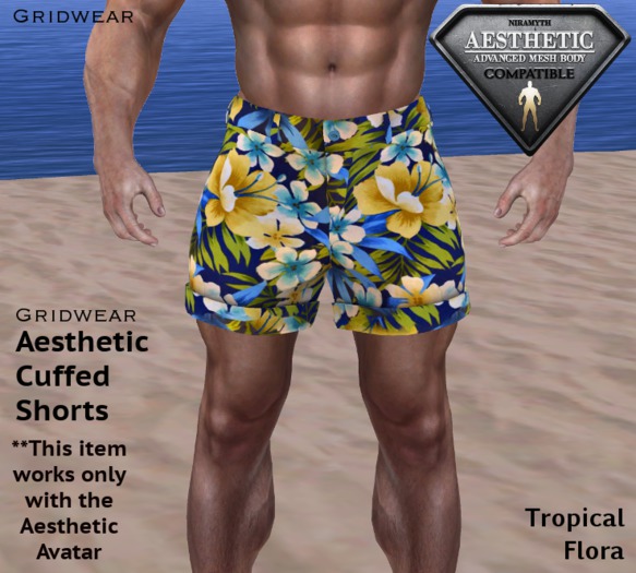 GridWear Aesthetic Cuffed Shorts  - Tropical Flora