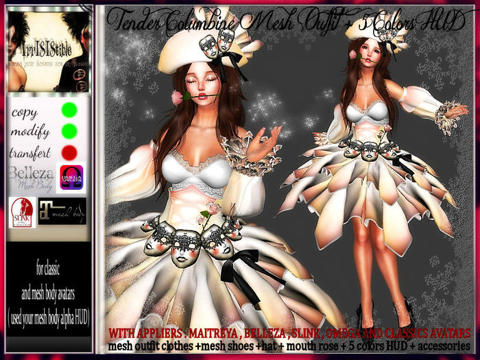 irrISIStible : TENDER COLUMBINE MESH OUTFIT + 5 COLORS HUD