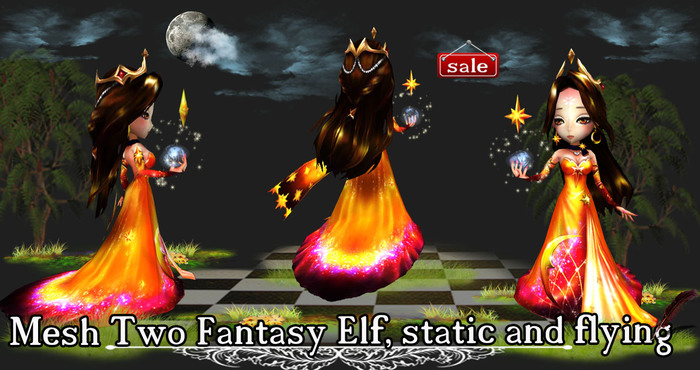 Mesh Two Fantasy Elf, static and flying (copy & modity) v  1